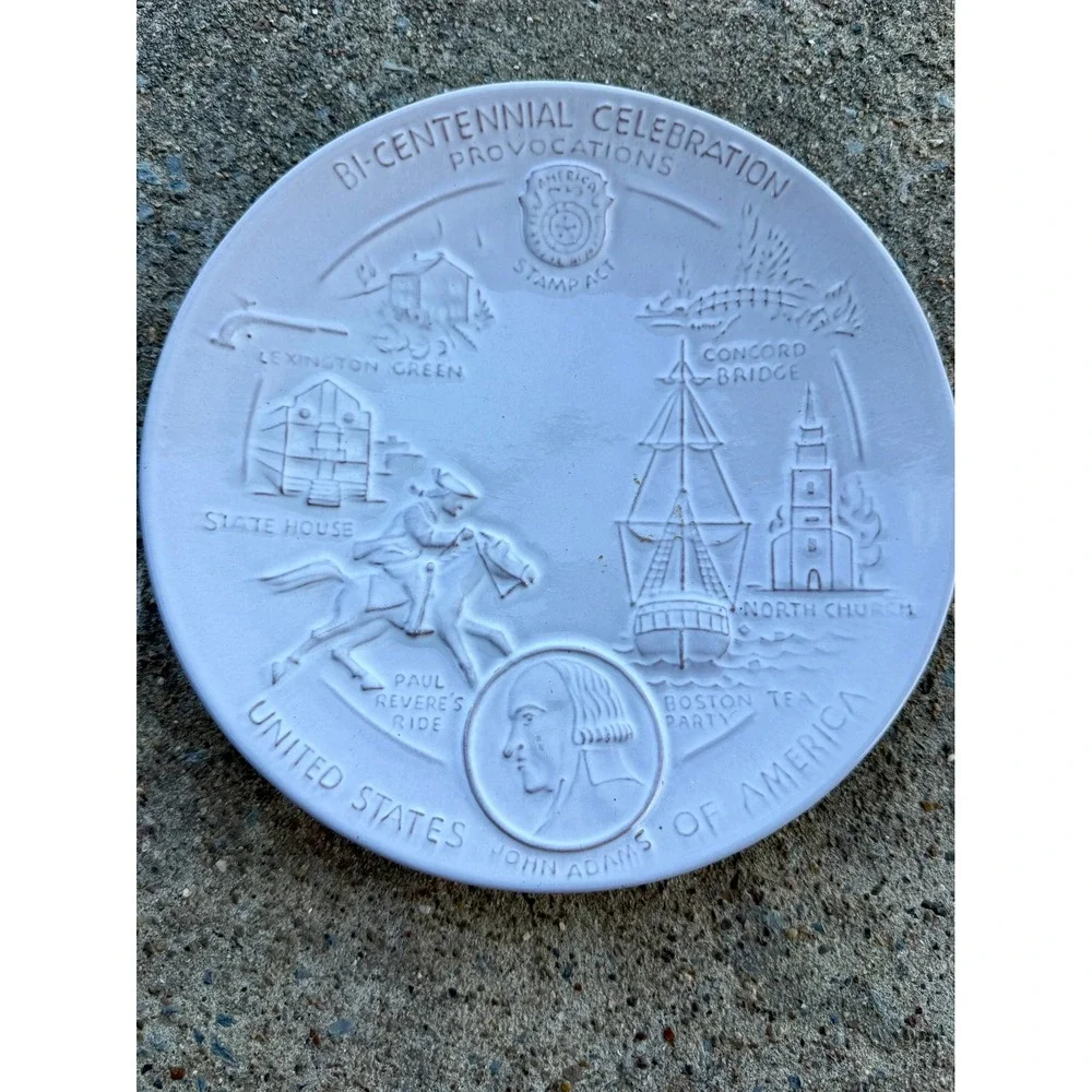 Frankoma 1972 John Frank Bi-Centennial Celebration Plate John Adams Blue 458